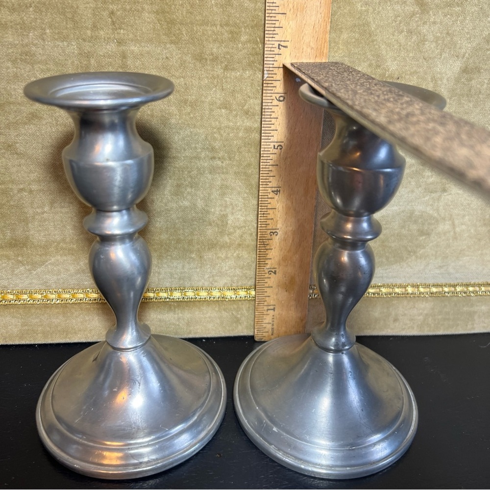 Vintage Web Pewter Weighted Candlesticks Classic Set of 2 6.5” - Picture 3 of 6